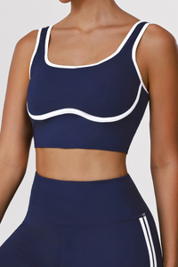 Women's Athletic Color Block Striped U-neck Bra