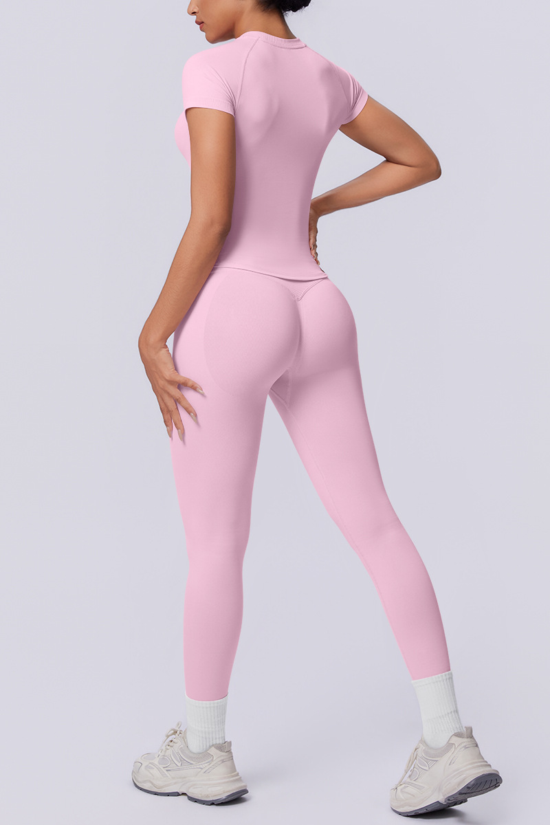 Women's Seamless Sets:Slim Fit T-shirt And Leggings