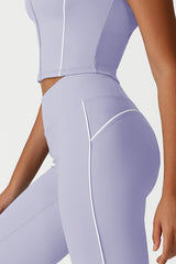 Women Seamless High Waisted Flared Yoga Set: Stand Collar Jacket + Flared Leggings
