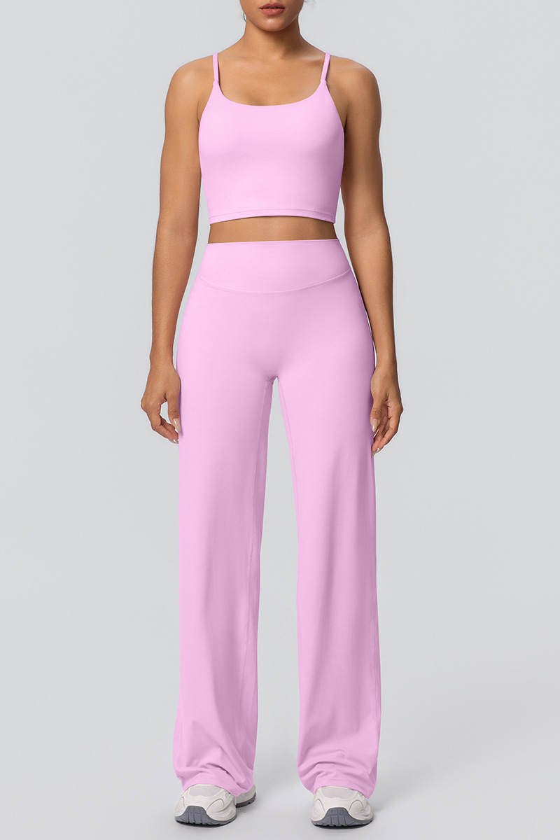 Women's solid color sportswear set.