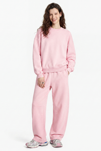 Women's Fall 100% Cotton Set:Solid Pullover And Sweatpants
