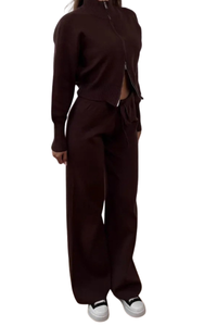 Double-opening zipper fitted sweater set