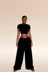 Women's high waist wide curved trousers casual pants