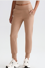 Leisure-style elastic-waist athletic pants