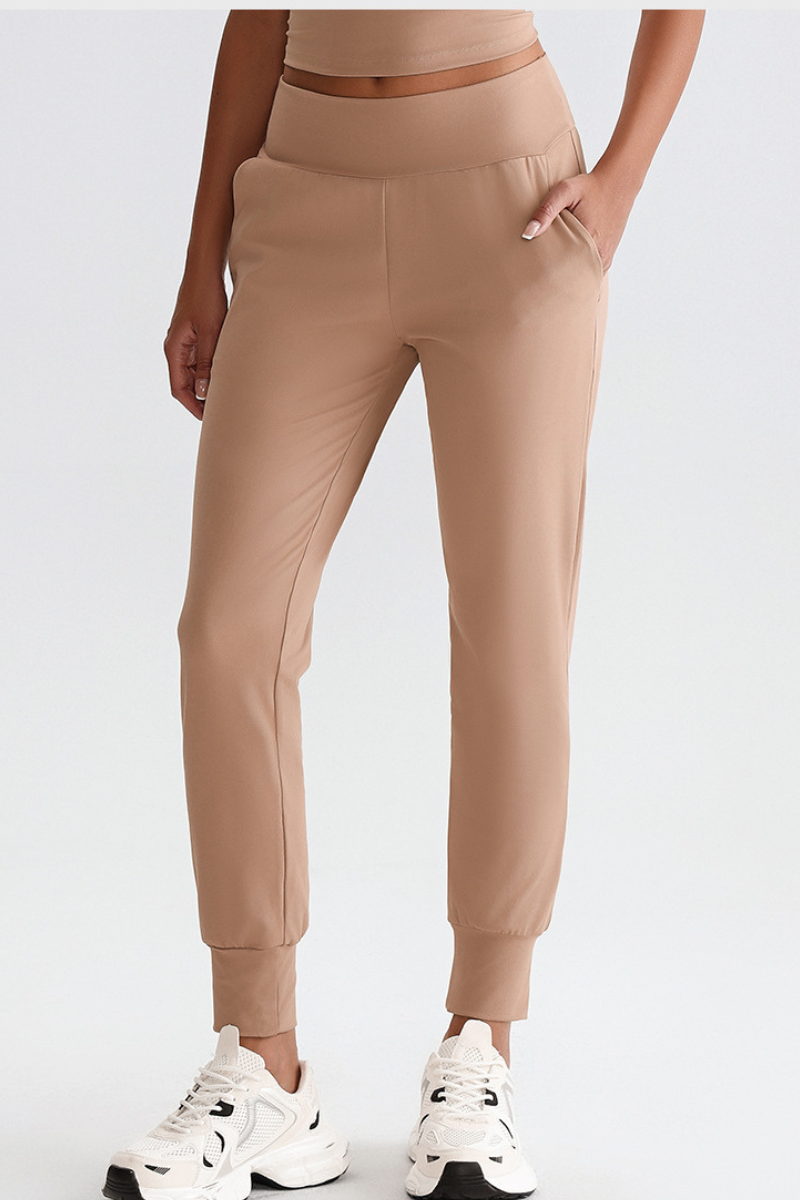 Leisure-style elastic-waist athletic pants