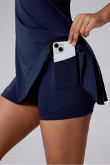 Women Two-Piece Backless Cutout Anti-Exposure Yoga Running Tennis Dress