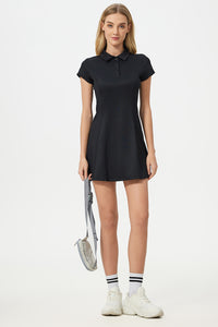 Women Mid-Length Waist Thin Ice Breathable Tennis Sports Yoga Short-Sleeved Dresses