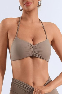 Women's Bare Feel Pleated Halterneck Backless Yoga Bra