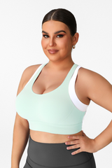 Plus Size Women's Faux Two-Piece Color-Block Sports Bra