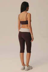 Women's Fake Two Piece Bra & High Waist Capri Leggings Set