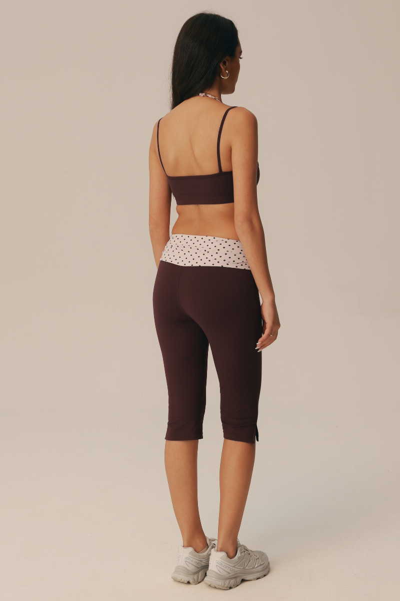 Women's Fake Two Piece Bra & High Waist Capri Leggings Set