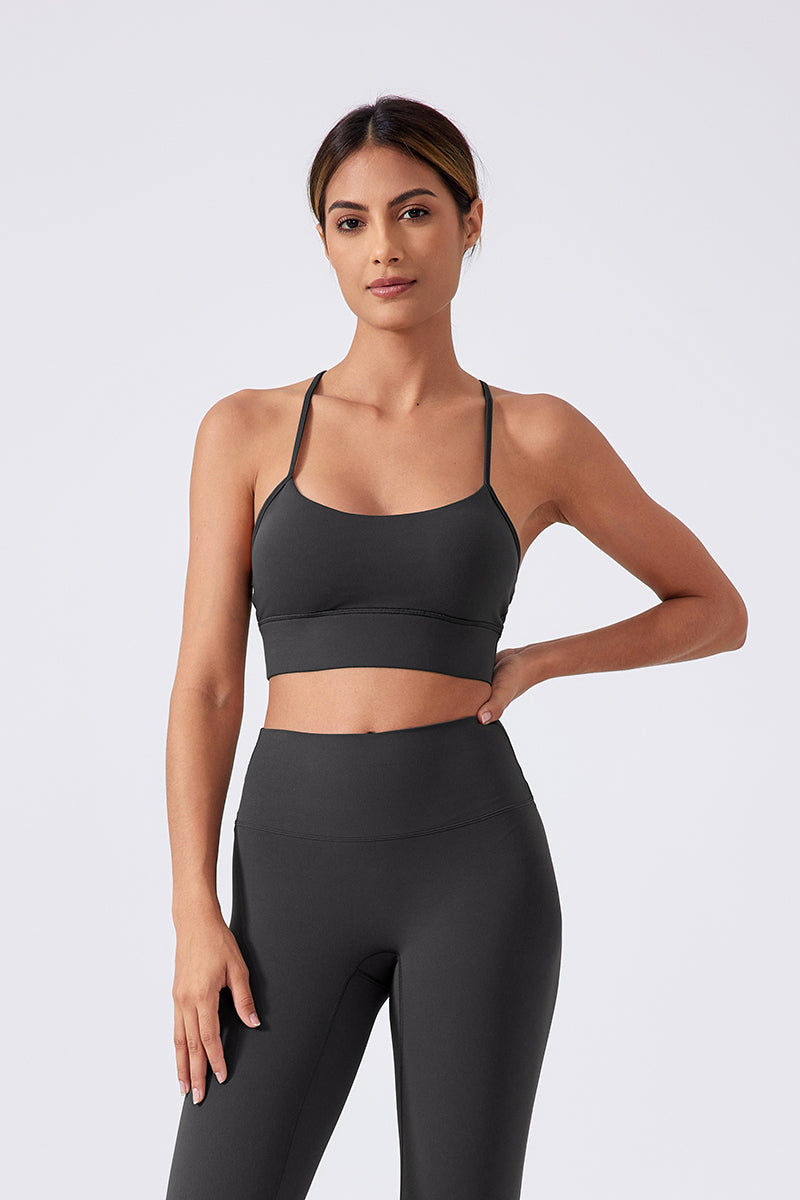 Women Running Sexy Y Back Anti-Shock Gathering Yoga Sports Bra