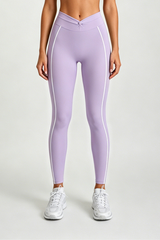 Women's Athletic Twist-Waist Contrast Stripes Leggings