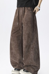 Men's Fall Vintage Washed Versatile Wide Leg Scimitar Pants