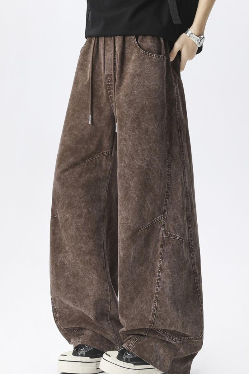Men's Fall Vintage Washed Versatile Wide Leg Scimitar Pants