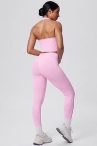 Women's Seamless Halter Tank Sport Leggings Two-Piece Set