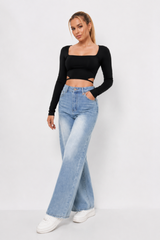 Women's Light Wash Baggy High Waist Wide Leg Jeans