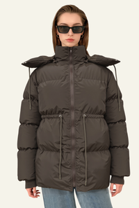 Women's Waist-Cinched Hooded Cotton Jacket