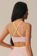 Women's Athletic Polka Dot Fake Two-Piece Yoga Bra