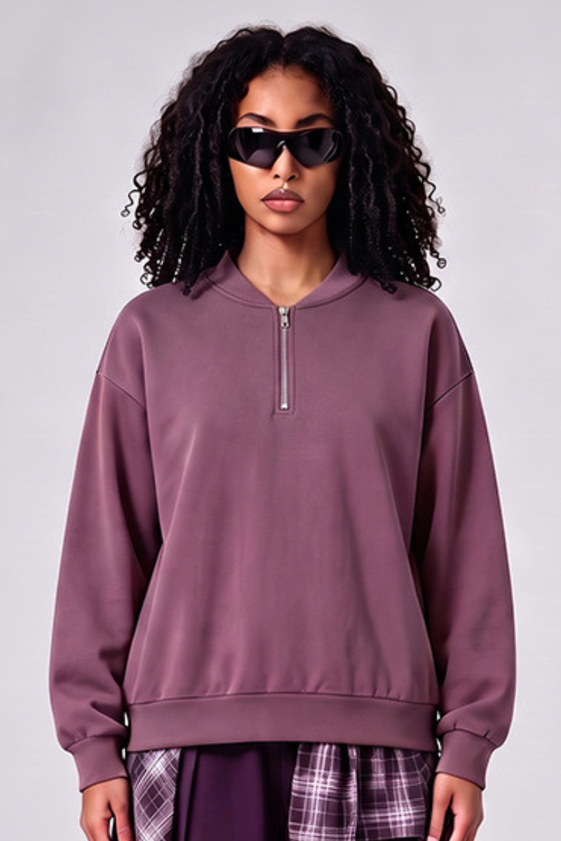 Women's Fall Vintage Washed Fleece Quarter Zip Sweatshirt