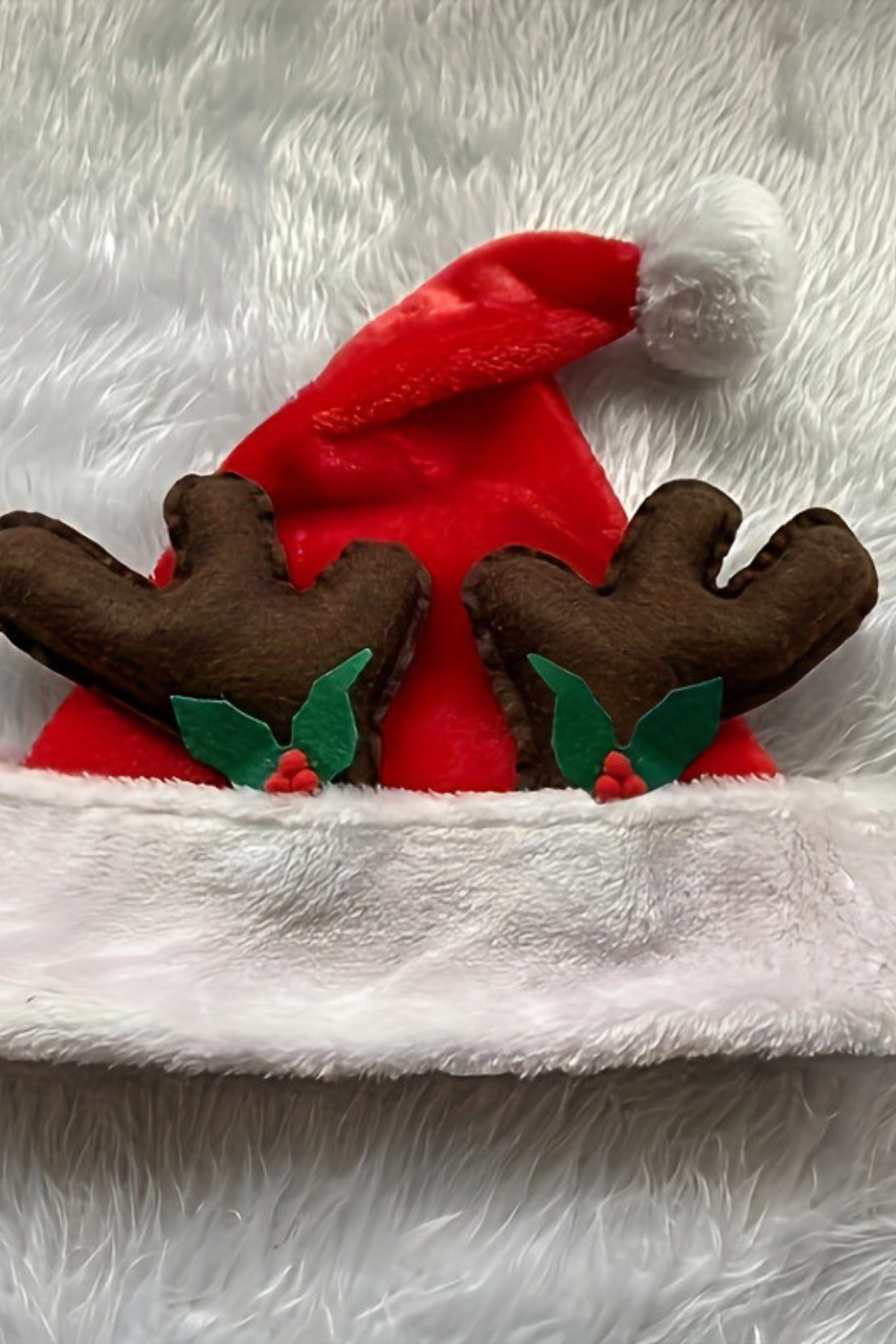 Unisex Christmas Santa Hat Plush with 3D Reindeer Antler
