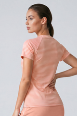 Women's Striped Color Block Raglan Athletic Yoga T-Shirt