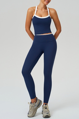 Women's Color Block Tank Top And Leggings Yoga Workout Set