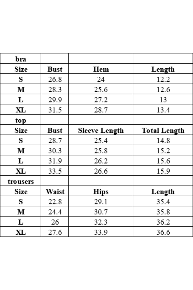 Women’s sports three-piece set.