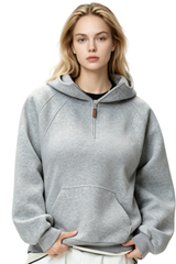 Women's Fall/Winter Fleece-Lined Half-Zip Hooded Sweatshirt