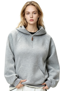 Women's Fall/Winter Fleece-Lined Half-Zip Hooded Sweatshirt