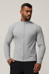 Men's Full Zipper Pocket Solid Fitness Sport Jacket