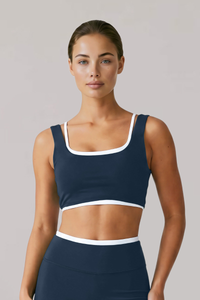 Women's Color Block Wide Strap Sports Yoga Bra