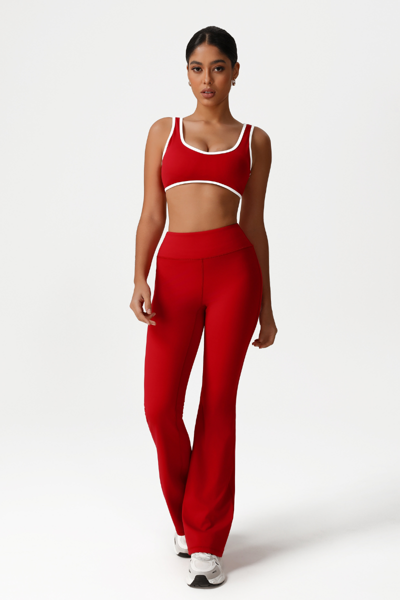 Women High-Waisted Bootcut Butt-Lifting Yoga Set: Sports Bra + Flared Pants