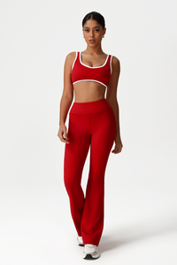 Women High-Waisted Bootcut Butt-Lifting Yoga Set: Sports Bra + Flared Pants