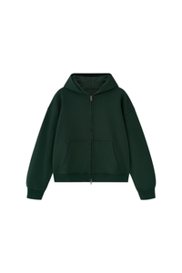 Unisex Fall 100% Cotton Terry Double-Zip Hooded Jacket