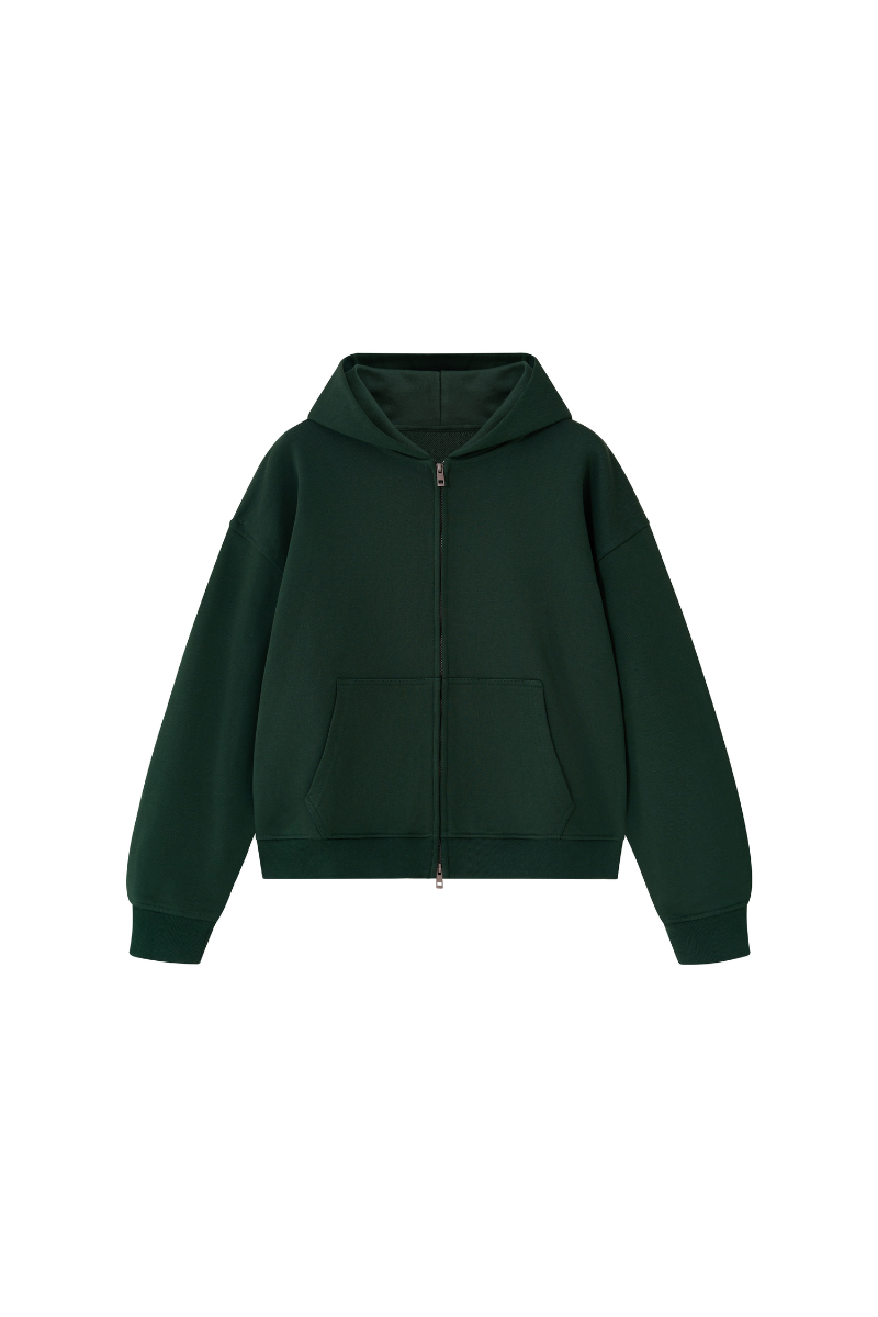 Unisex Fall 100% Cotton Terry Double-Zip Hooded Jacket