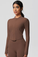 Women's round neck front zipper sports jacket