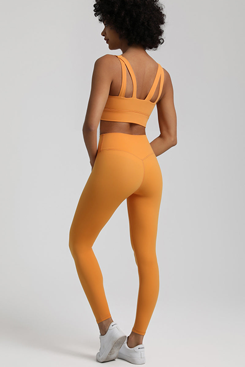 Double Strap Bra + 2-Piece Sports Leggings Set