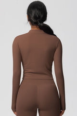 Women's round neck front zipper sports jacket