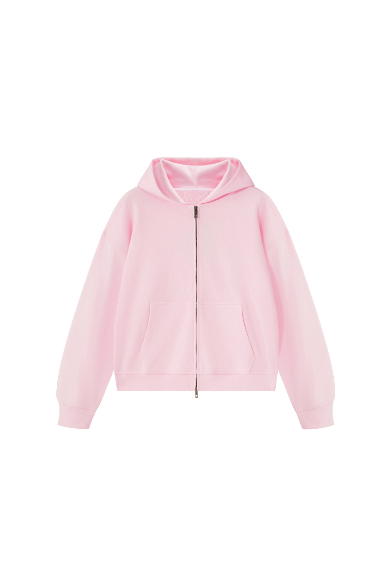 Unisex Fall 100% Cotton Terry Double-Zip Hooded Jacket