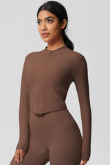 Women's round neck front zipper sports jacket
