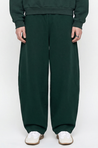Unisex Fall Fleece Lined Elastic Waistband Curved Sweatpants