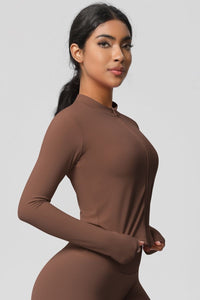 Women's round neck front zipper sports jacket