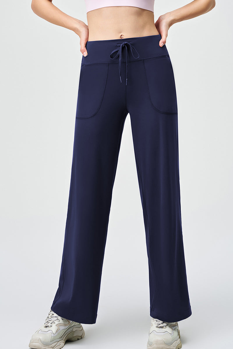 High Waisted Drawstring Sport Flared Pants