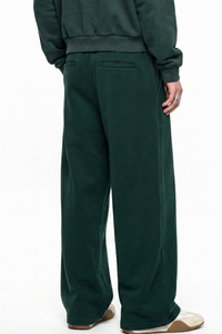 Unisex Fall Fleece Lined Elastic Waistband Curved Sweatpants