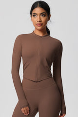 Women's round neck front zipper sports jacket