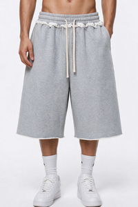 Unisex Fall 100% Cotton Drawstring American Casual Mid-Length Shorts