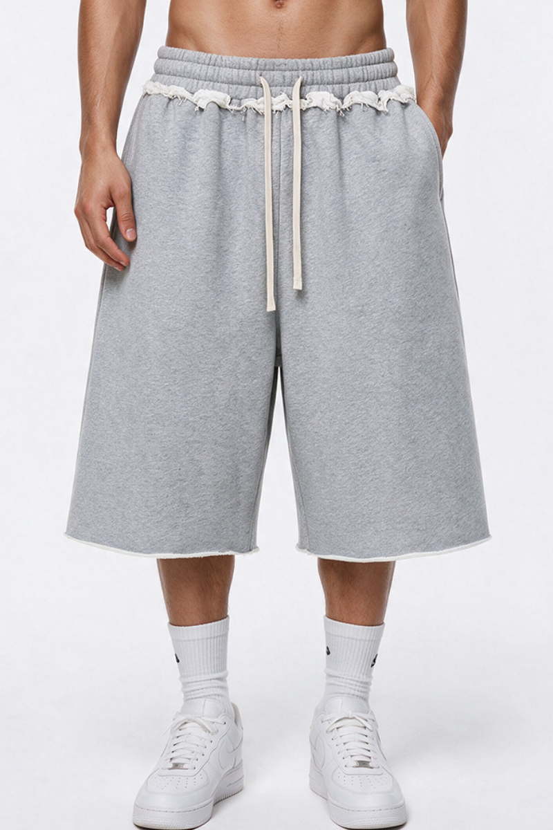 Unisex Fall 100% Cotton Drawstring American Casual Mid-Length Shorts