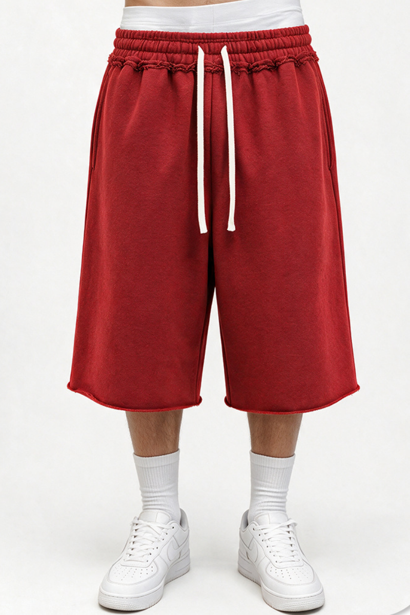 Unisex Fall 100% Cotton Drawstring American Casual Mid-Length Shorts