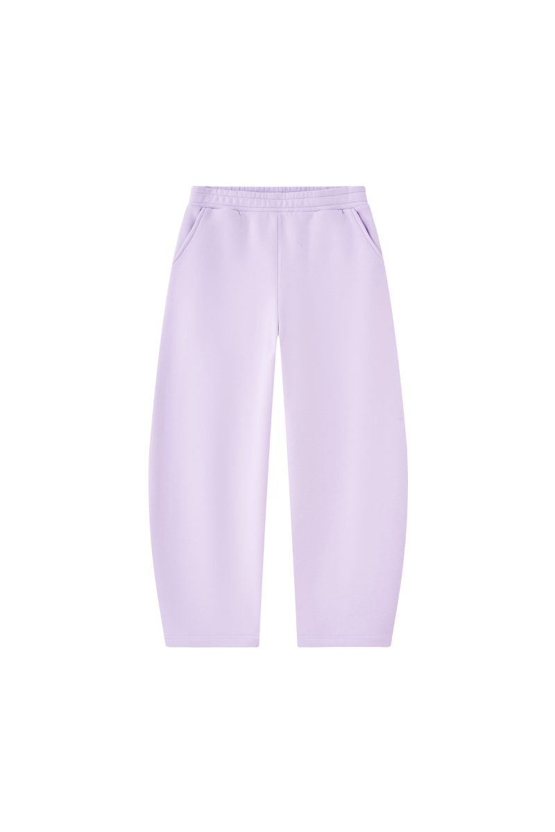 Unisex Fall Fleece Lined Elastic Waistband Curved Sweatpants